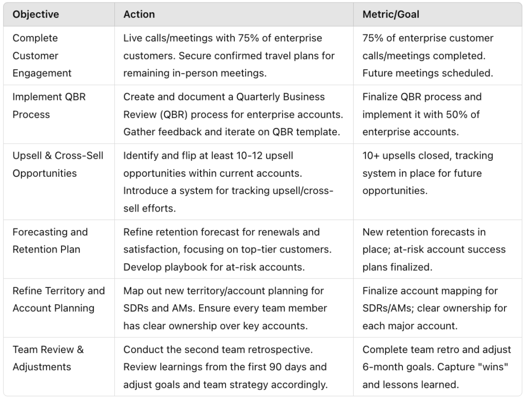 Last 30 days in the 'VP of sales 90 day plan'